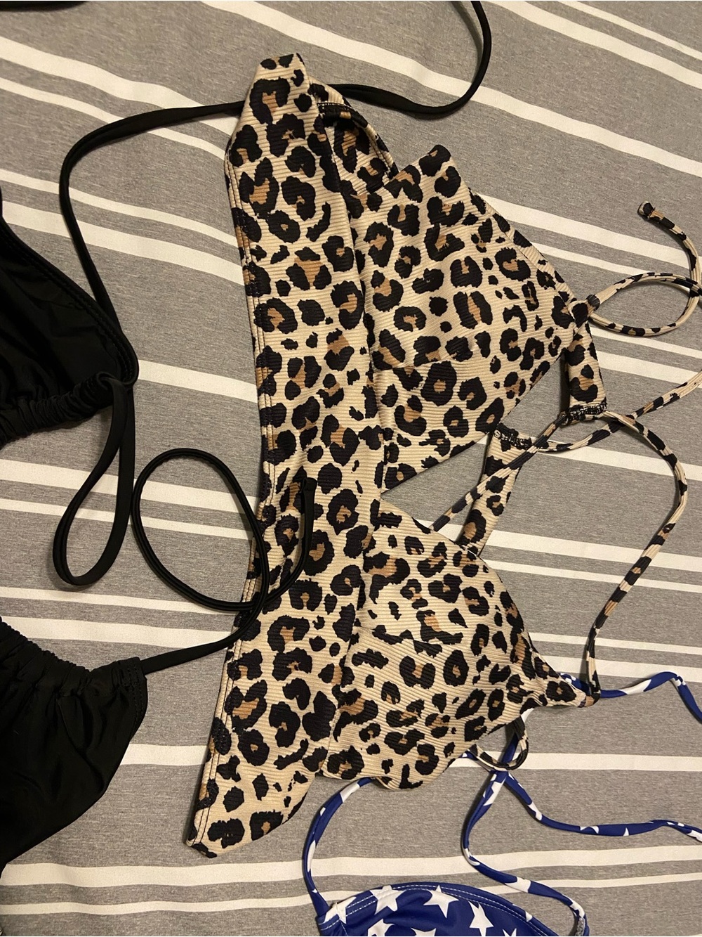 Source Unknown Women’s Multi-Pattern Swim Bikini Tops — Blue, Black, Tan, Green - Picture 5 of 10